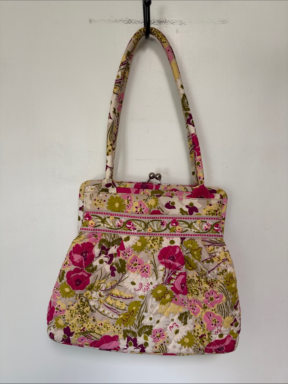 Vera Bradley Pink & Olive Floral Quilted Shoulder Bag